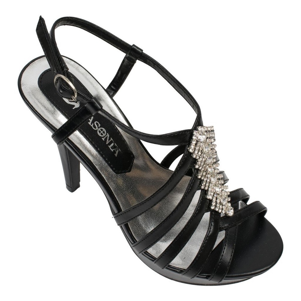 Black Open-Toe Evening Heel